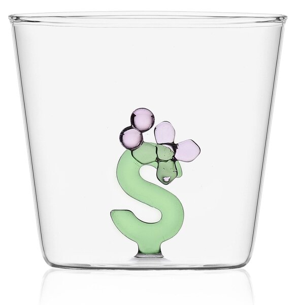 Ichendorf Bicchiere in vetro tumbler con alfabeto fiorito lettera "S" - GreenWood