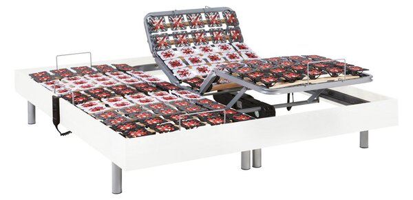 Rete relax 2x48 sospensioni deco in legno bianco di DREAMEA - 2 x 70 x 190 cm - Motori OKIN