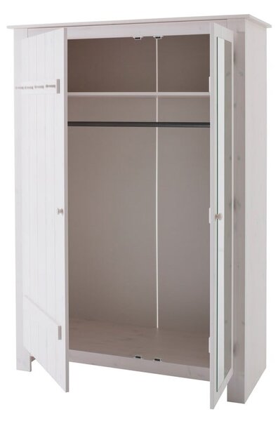 Armadio in legno di pino bianco con specchio 120x170 cm Bertram - Støraa