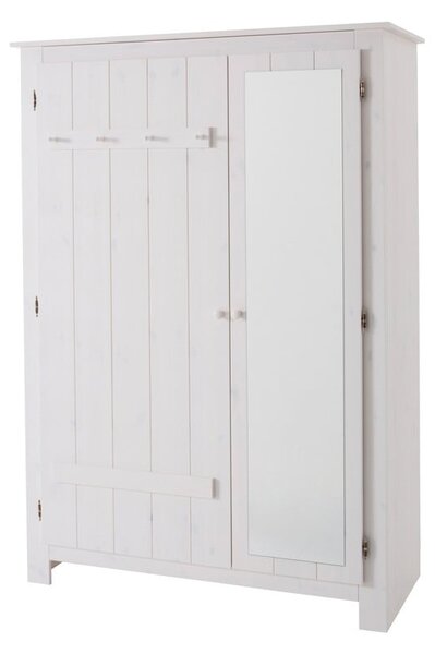 Armadio in legno di pino bianco con specchio 120x170 cm Bertram - Støraa