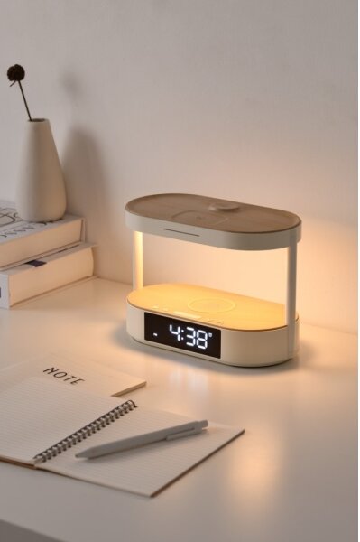 Immax NEO 09111L - Lampada da tavolo LED dimmerabile con sveglia e dock di ricarica TRIPLE DOCK LED/1,5W/5V