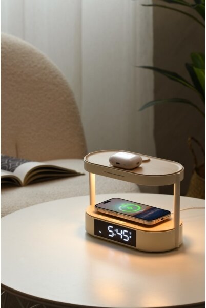 Immax NEO 09111L - Lampada da tavolo LED dimmerabile con sveglia e dock di ricarica TRIPLE DOCK LED/1,5W/5V