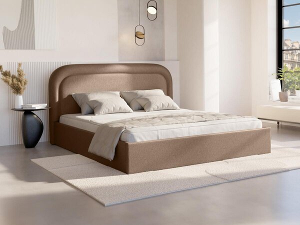 Letto con contenitore 160 x 200 cm Tessuto chiné Tortora - FIREZA