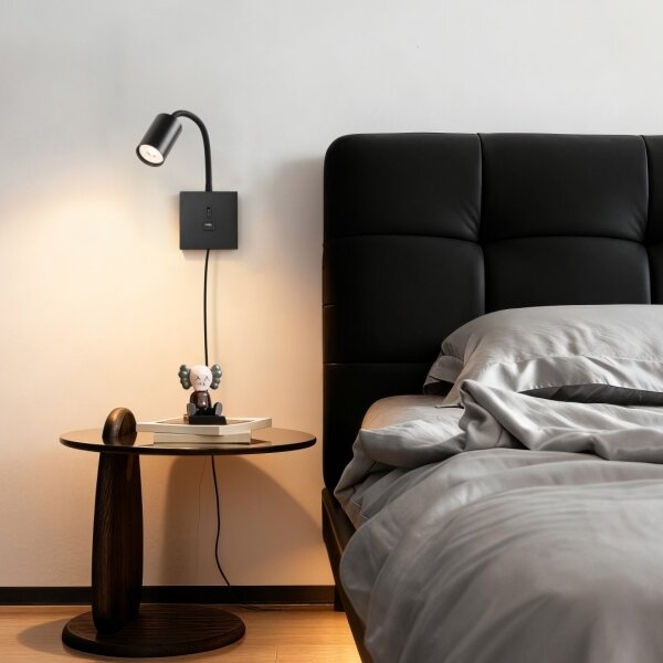 Immax NEO 08295L - Lampada da parete con USB PUNTO 1xGU10/9W/230V nero