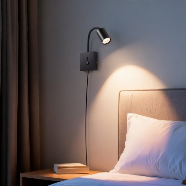 Immax NEO 08295L - Lampada da parete con USB PUNTO 1xGU10/9W/230V nero