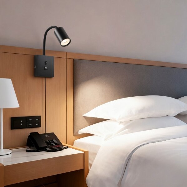 Immax NEO 08295L - Lampada da parete con USB PUNTO 1xGU10/9W/230V nero