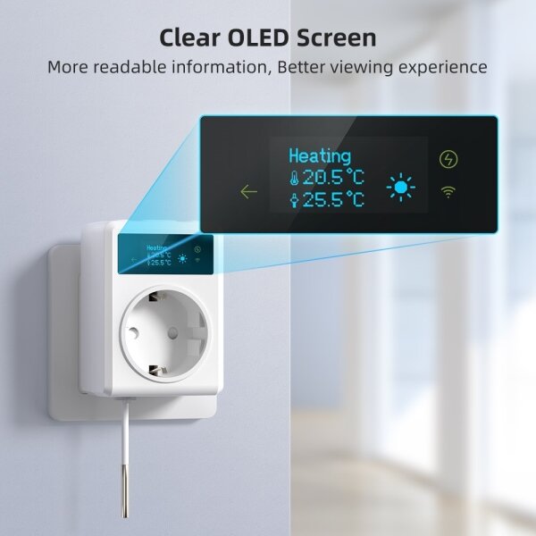 Immax NEO 07811L - Presa intelligente Tipo F con termometro integrato, 3680W, Wi-Fi