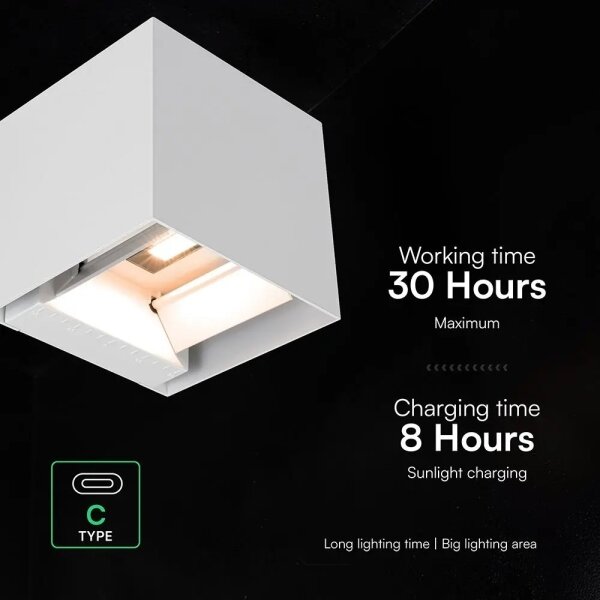 Lampada da parete solare a LED con sensore LED/9W/3,7V 3000/4000/5000K IP65 2600mAh bianca