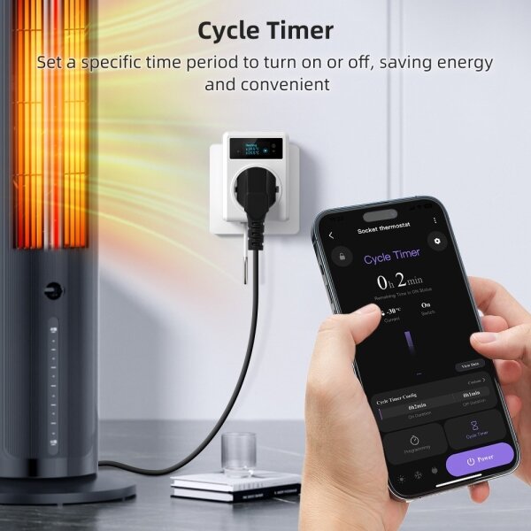 Immax NEO 07811L - Presa intelligente Tipo F con termometro integrato, 3680W, Wi-Fi