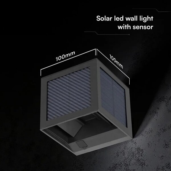 LED Lampada da parete solare con sensore LED/9W/3,7V 3000/4000/6000K IP65 2600mAh nera