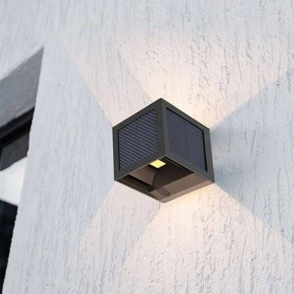 LED Lampada da parete solare con sensore LED/9W/3,7V 3000/4000/6000K IP65 2600mAh nera