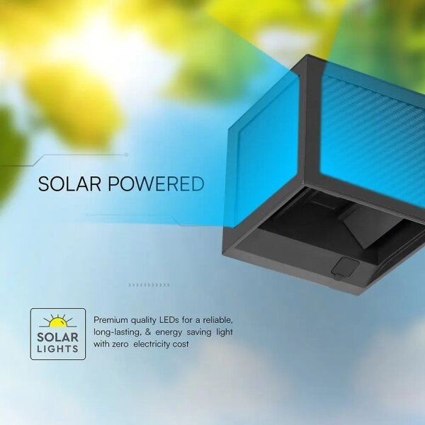 LED Lampada da parete solare con sensore LED/9W/3,7V 3000/4000/6000K IP65 2600mAh nera