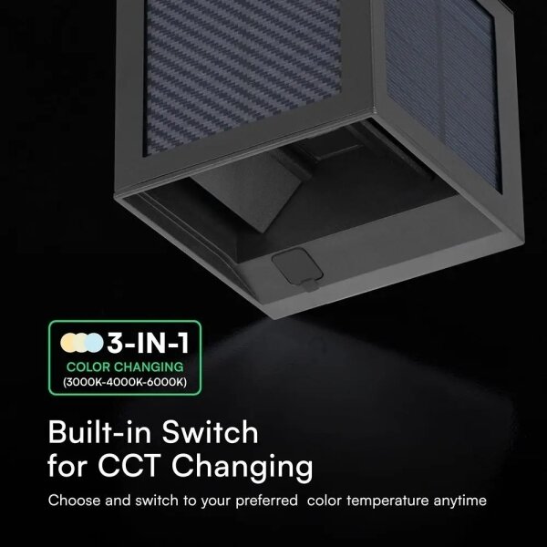 LED Lampada da parete solare con sensore LED/9W/3,7V 3000/4000/6000K IP65 2600mAh nera