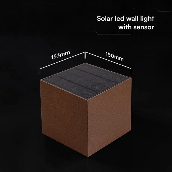 LED Sol lampada da parete con sensore LED/9W/3,7V 3000/4000/5000K IP65 2600 mAh marrone