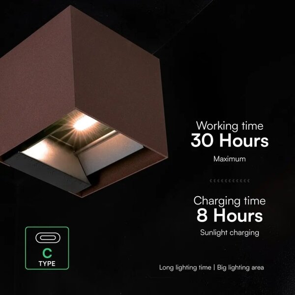 LED Sol lampada da parete con sensore LED/9W/3,7V 3000/4000/5000K IP65 2600 mAh marrone