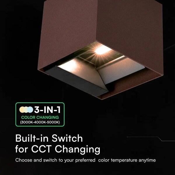 LED Sol lampada da parete con sensore LED/9W/3,7V 3000/4000/5000K IP65 2600 mAh marrone