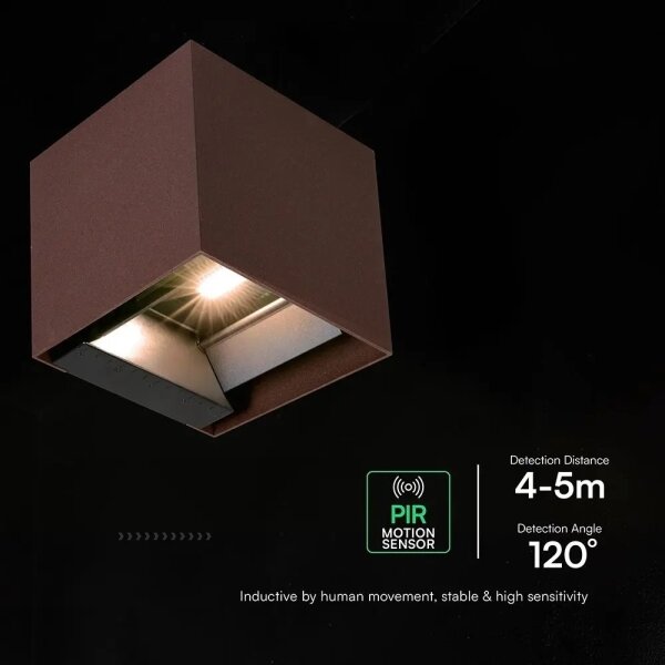 LED Sol lampada da parete con sensore LED/9W/3,7V 3000/4000/5000K IP65 2600 mAh marrone