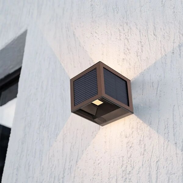 Applique solare LED con sensore, 9W/3,7V, 3000/4000/6000K, IP65, 2600 mAh, marrone