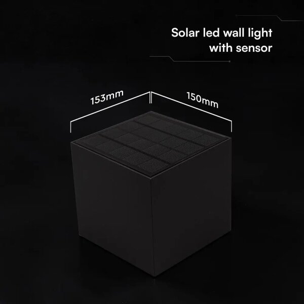 Lampada solare da parete a LED con sensore LED/9W/3,7V 3000/4000/5000K IP65 2600mAh nera