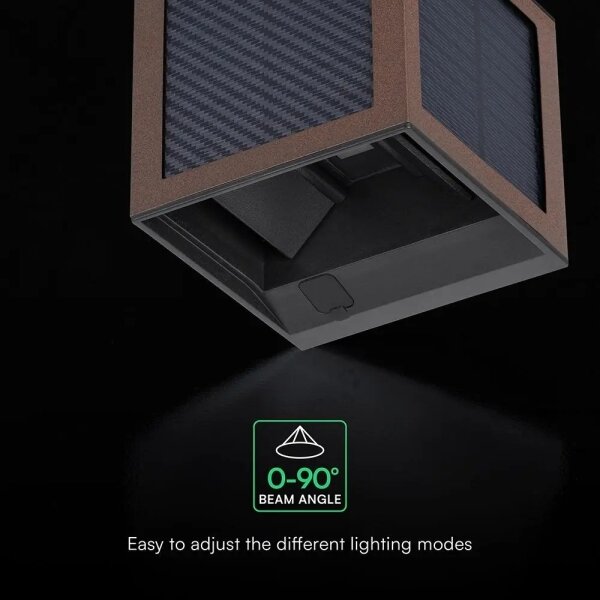 Applique solare LED con sensore, 9W/3,7V, 3000/4000/6000K, IP65, 2600 mAh, marrone