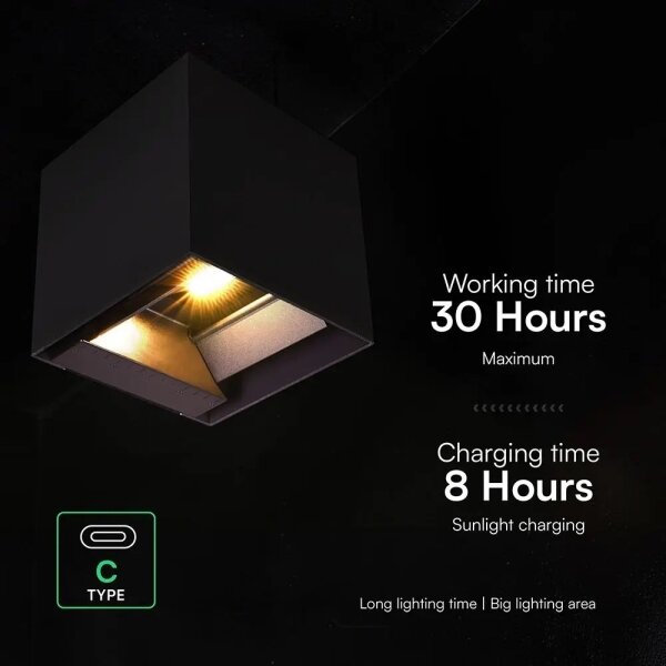 Lampada solare da parete a LED con sensore LED/9W/3,7V 3000/4000/5000K IP65 2600mAh nera