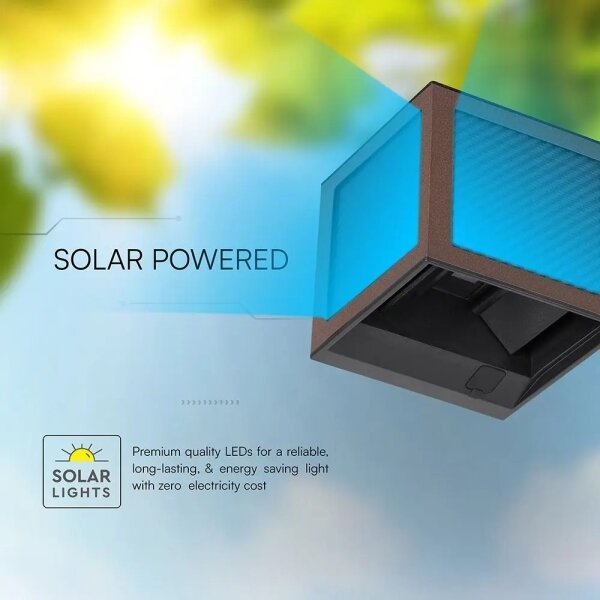 Applique solare LED con sensore, 9W/3,7V, 3000/4000/6000K, IP65, 2600 mAh, marrone
