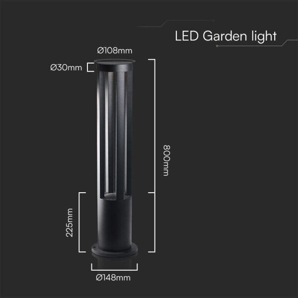 Lampada LED da esterno 10W/230V 3000K IP65 80 cm nera