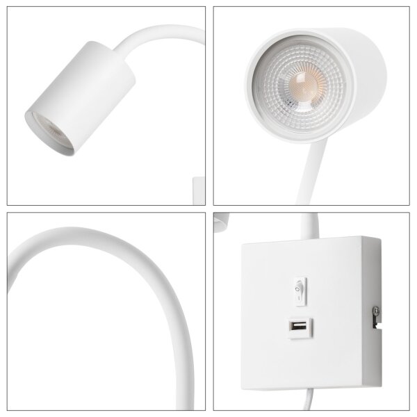 Immax NEO 08296L - Lampada da parete con USB PUNTO 1xGU10/9W/230V bianca