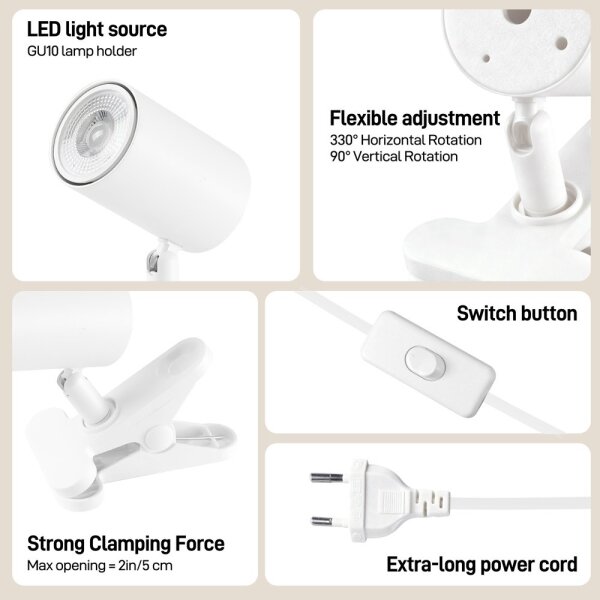 Immax NEO 08292L - Lampada a clip PUNTO 1xGU10/9W/230V bianca