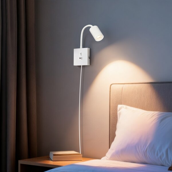 Immax NEO 08296L - Lampada da parete con USB PUNTO 1xGU10/9W/230V bianca