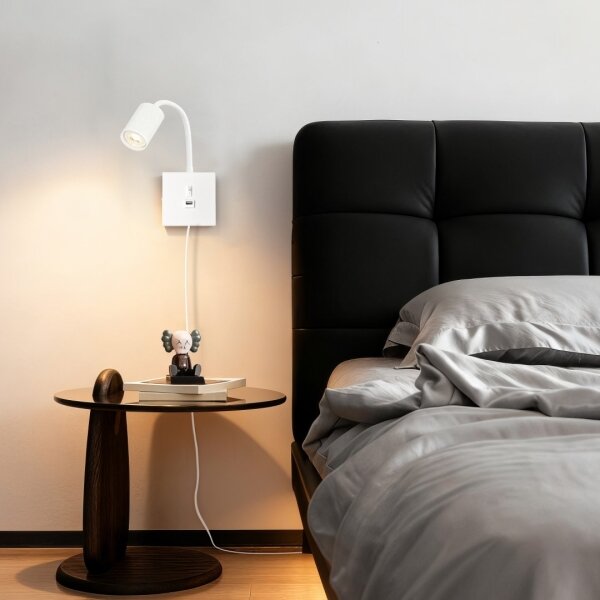 Immax NEO 08296L - Lampada da parete con USB PUNTO 1xGU10/9W/230V bianca