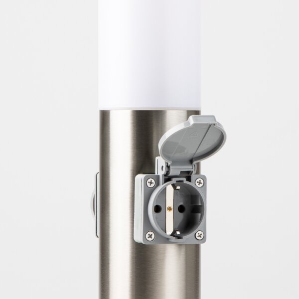Brilagi - Lampada da esterno con 2 prese SCHUKO NOVA 1xE27/15W/230V 40 cm IP44 cromata