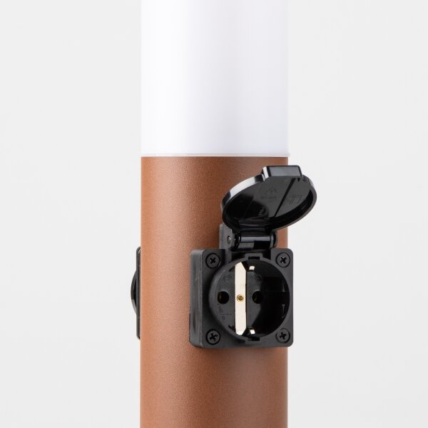 Brilagi - Lampada da esterno con 2 prese SCHUKO NOVA, portalampada 1x E27 (15W, 230V), 40 cm, IP44, marrone
