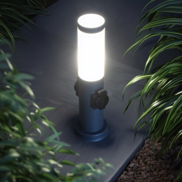 Brilagi - Lampada da esterno con 2 prese SCHUKO NOVA, 1x E27/15W/230V, 40 cm, IP44, antracite