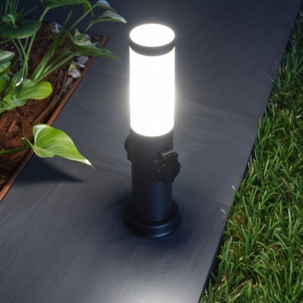 Brilagi - Lampada da esterno con 2 prese SCHUKO NOVA 1xE27/15W/230V 40 cm IP44 nero