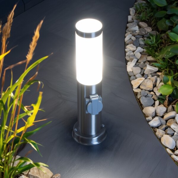 Brilagi - Lampada da esterno con 2 prese SCHUKO NOVA 1xE27/15W/230V 40 cm IP44 cromata