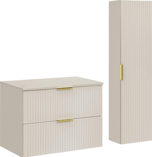 Set Di Mobili Da Bagno 80 Cm Cashmere Opaco Con Mobile Alto