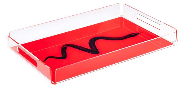 Vesta Vassoio rettangolare grande in plexiglass con incisione "Snake Red" Like Water Plexiglass Rosso Vassoi di Design,Vassoi Moderni
