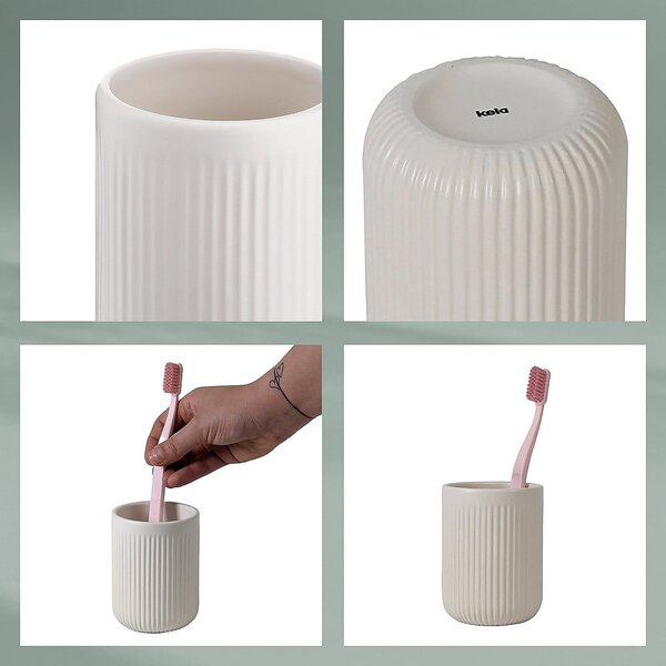 Tazza in ceramica bianca per spazzolini da denti Adele - Kela