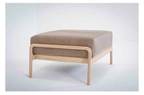 Poggiapiedi in pelle di bufalo marrone chiaro con struttura in rovere massiccio Fawn - Gazzda