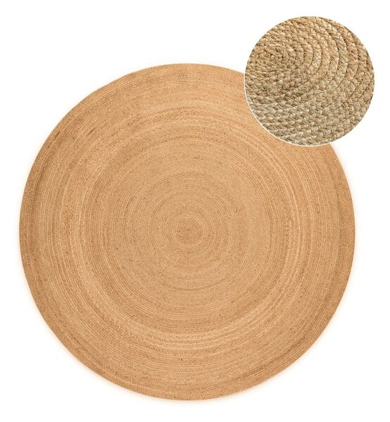 Tappeto rotondo di colore naturale in iuta reversibile ø 140 cm Braided – Hanse Home