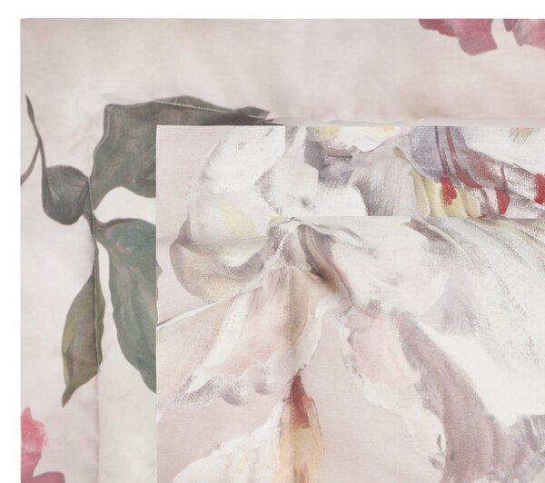 Completo Lenzuola In Percalle Luisiana Vanity Flowers Matrimoniale - 250X290 175X205 + 2 Federe 50X80 Mirabello Floreale Rosa Caleffi