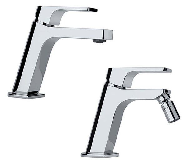 Set miscelatori lavabo + bidet Jacuzzi | rubinetteria Twilight ottone cromato per piletta di scarico click clak