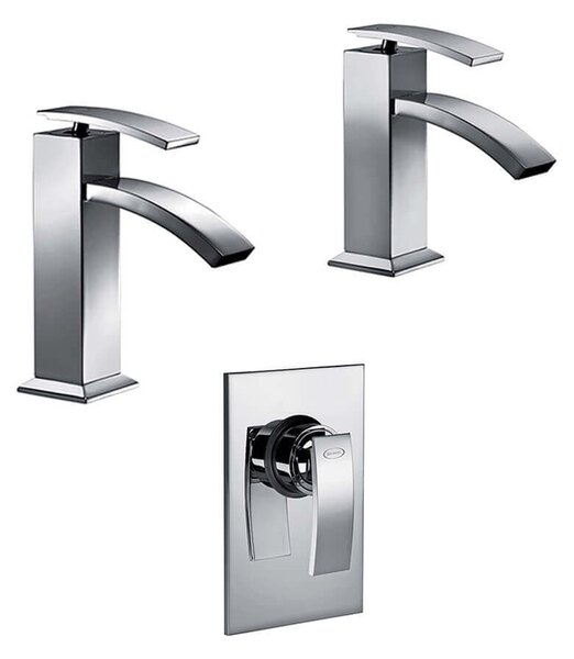 Set miscelatori lavabo bidet e incasso doccia Jacuzzi | rubinetteria Glint per piletta click clack
