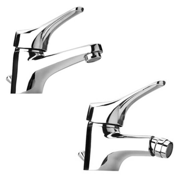 Set miscelatori lavabo + bidet Piralla Ariel ottone cromato con PILETTA DI SCARICO INCLUSA 0RE00088A21 0RE00094A21
