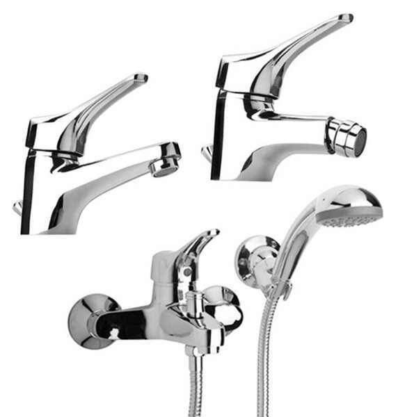 Set miscelatori lavabo + bidet + gruppo vasca Ariel di Piralla ottone cromato con PILETTA DI SCARICO INCLUSA 0RE00088A21 0RE00094A21 0RE00003A16