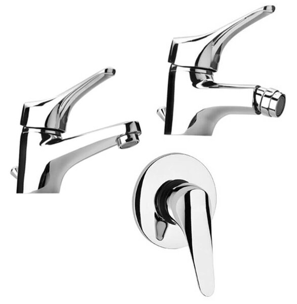 Set miscelatori lavabo + bidet + incasso doccia Piralla Ariel ottone cromato con PILETTA DI SCARICO INCLUSA 0RE00088A21 0RE00094A16 0RE00410A16
