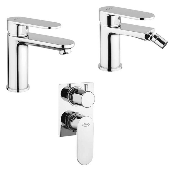 Set miscelatori lavabo e bidet per piletta click clack doccia incasso con deviatore Jacuzzi | Rubinetteria Borea