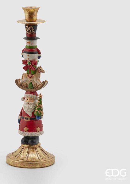 EDG - Enzo de Gasperi Decorazione natalizia portacandela alto con figure natalizie -