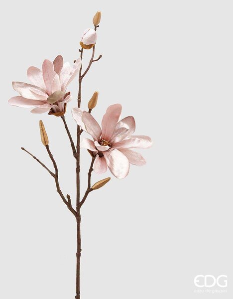 EDG - Enzo de Gasperi Decorazione natalizia ramo magnolia in velluto Rosa